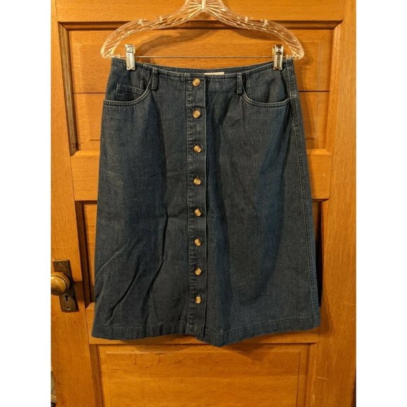 Talbots Size 8 Denim Skirt Blue Jean Buttons - Picture 1 of 6